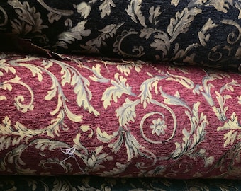 Chenille Fabric Upholstery, Jacquard Damask,Scroll floral 54" wide,  sold by yard in continuous yards