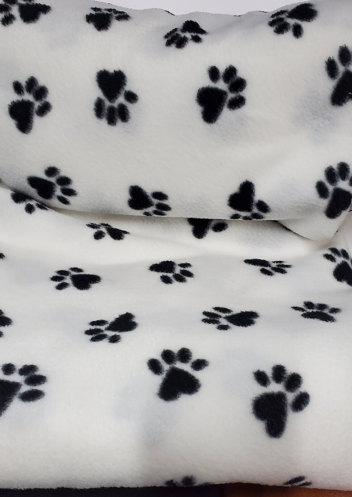 Fleece Fabric Paws Print Black/white Fleece Polar by the Yard Etsy