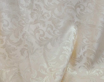 Brocart jacquard, tissu classique Victory, 110 po. de large, couleur blanc cassé, vendu au mètre