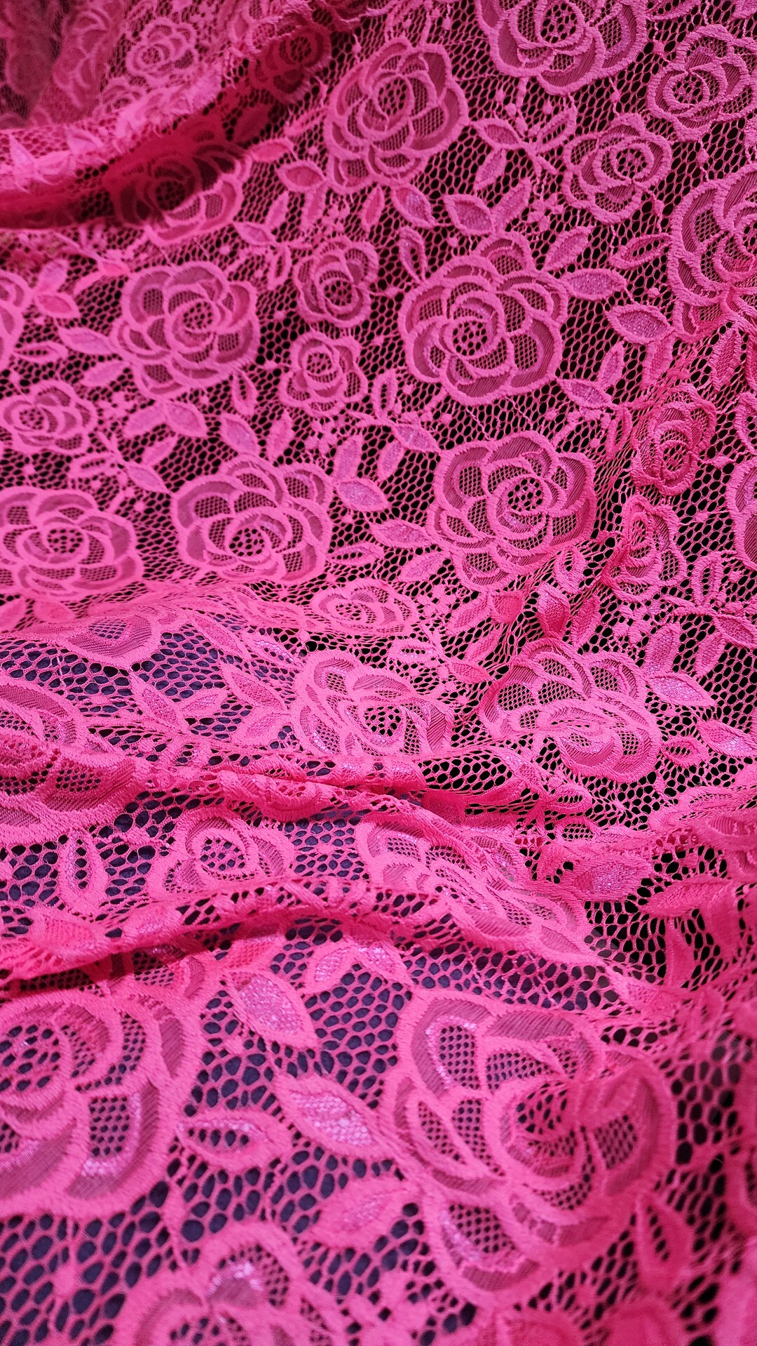 Stretch Hot Pink Lace Fabric 58 Inches Wide Sold by Yard - Etsy