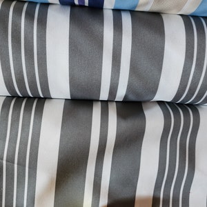 Waterproof Outdoor Canvas Patio Fabric, Multi Striped , Color: Charcoal, off white, 58 " wide, sold by yard