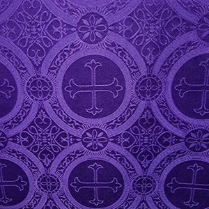 Liturgical Brocade,Church Gorgeous Cross acetatebrocade Fabric Cross Brocade Purple Matte 60" Wide, sold by yard