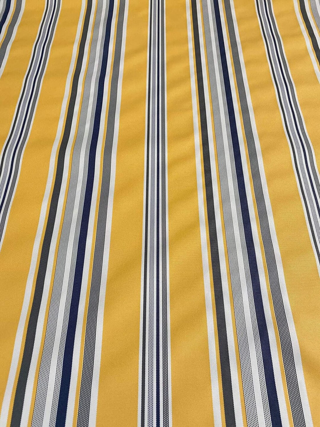 Waterproof Outdoor Canvas Patio Fabric, Multi Striped , Color White