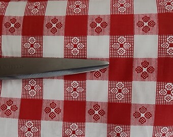 ギンガムチェック、赤 1インチ生地 ポリコットン 60インチ幅 伸縮性