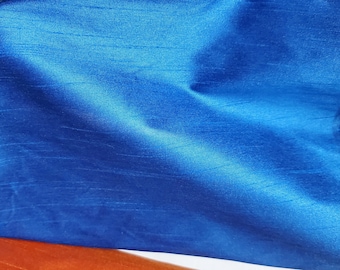 Blue, Shantung Dupioni Faux Silk fabric per yard