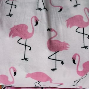 Fleece Fabric Flamingos pink ,  Fleece Polar By The Yard 60&quot; Wide