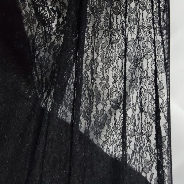 Black Stretch Lace Fabric 60" wide