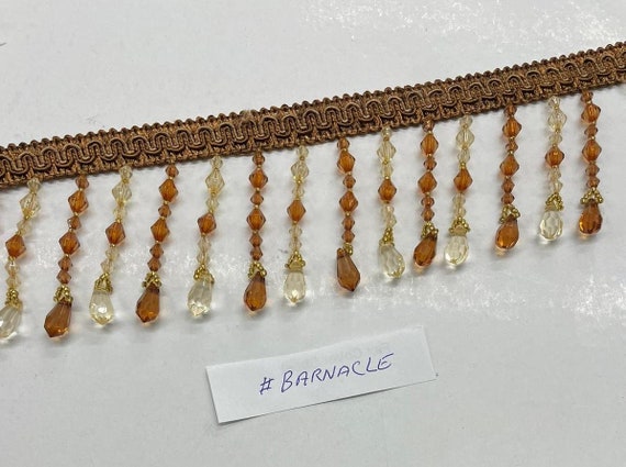 Braided Hanging Beads, Color Barnacle, Tassel Trim Fringe Fabric