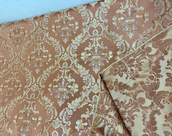 Damask Jacquard Brocade, victorya Classic Fabric 110&quot; Wide, Color Rose/gold, Sold by Yard