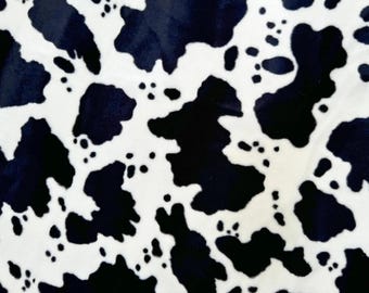 Cow, Print Velboa Faux Fur Fabric, Black and White, 60" Wide