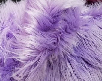 Luxury Long Pile Faux Shaggy Fur Fabric - Sold By The Yard - 60" wide, color  Lavander
