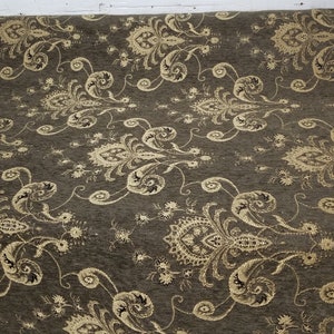 Damask floral chenille fabric - upholstery fabric, sage olive - 54&quot; width - sold by yard