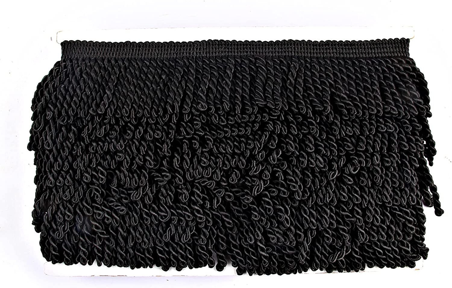BEL AVENIR Vorhangfransen - Bullion Fransenborte, 5 Yard X 3 Zoll, Reines Schwarz - DIY Dekoration Für Vorhänge, Kissen & Mehr