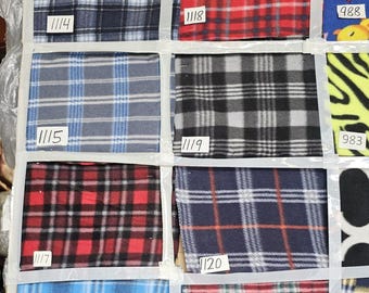 Fleece Polar  Fabric , Tartan Plaid print, By The Yard,  60" Wide, sold in continuous yards