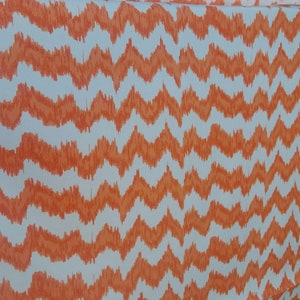 Jolo Quadrille Wallcoverings & Fabrics Orange GEOMETRIC IKAT by Chevron Handprint, 58&quot; wide, sold by yard