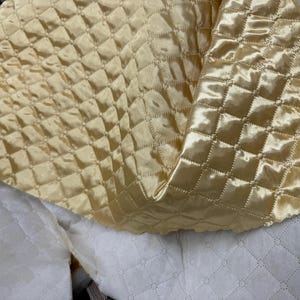 Polyester Quilted Padded Lining Fabric Light  Gold color, sold by yard, 60" wide