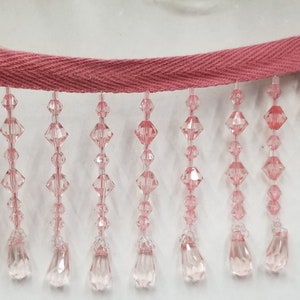 Braided Hanging Beads, Color pink Tassel Trim Fringe Fabric Ribbon Trimming Handwork DIY Craft Sewing Accessory Lace for Decoration