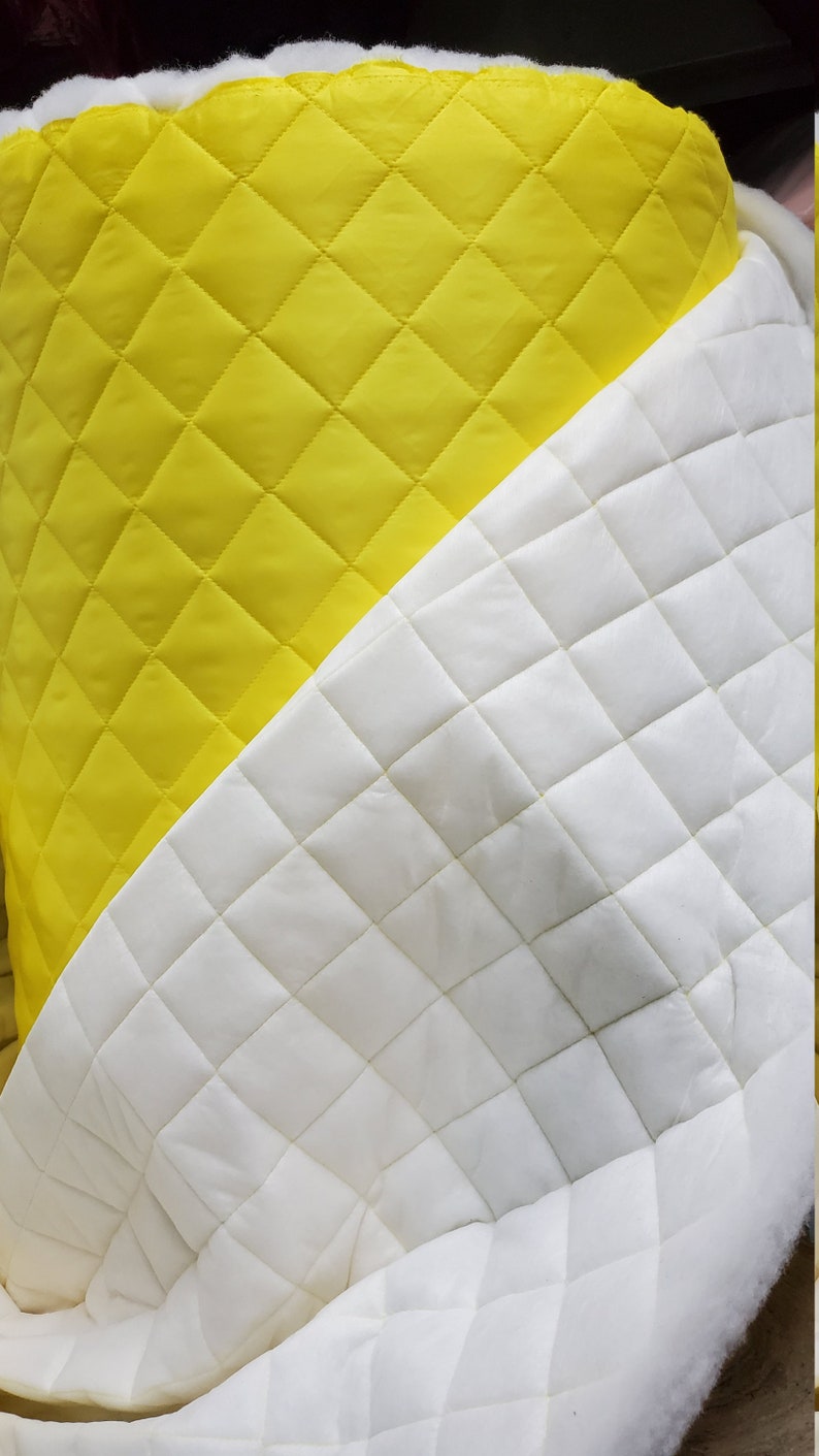 Quilted Fabric Polyester Quilted Padded Lining Fabric Yellow Etsy