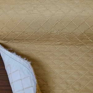 ad fabric Quilted Dupioni Faux Silk Poly Shantung, Color Light Gold 58&quot; Wide, Sold by Yard