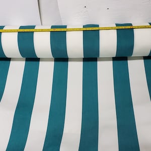 Sunbrella® Awning Stripe cabana Teal green /white  54&quot; Fabric