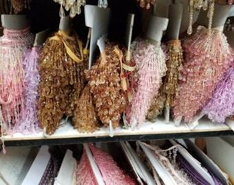 OLYCRAFT Perlen Fransenbesatz Braun - 11m X 85mm Dekorative Quastenborte