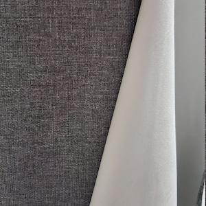 Blackout Roc-lon Texture Drapery Lining 54&quot; wide, color Hematite/White 100 percent Blackout Drapery Fabric,