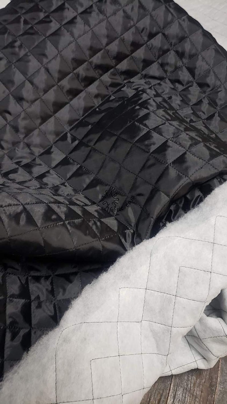 Polyester Quilted Padded Lining Fabric Black Etsy Canada