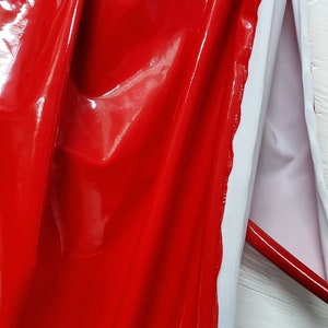 RED Shiny Glossy PVC Pleather Stretch Fabric  Sold By The Yard