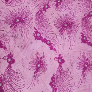 Fuschia power maes, lace Fabric, Sequin lace,  Wedding lace  Embroidered Floral lace Yard