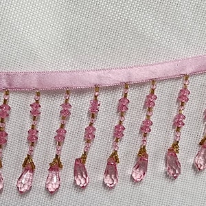 Braided Hanging Beads, Color hot pink, Tassel Trim Fringe Fabric Ribbon Trimming Handwork DIY Craft Sewing Accessory Lace for Decoration