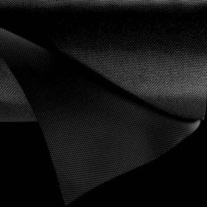 May include: Black fabric with a textured, woven pattern. The fabric is folded over on itself, creating a triangular shape.