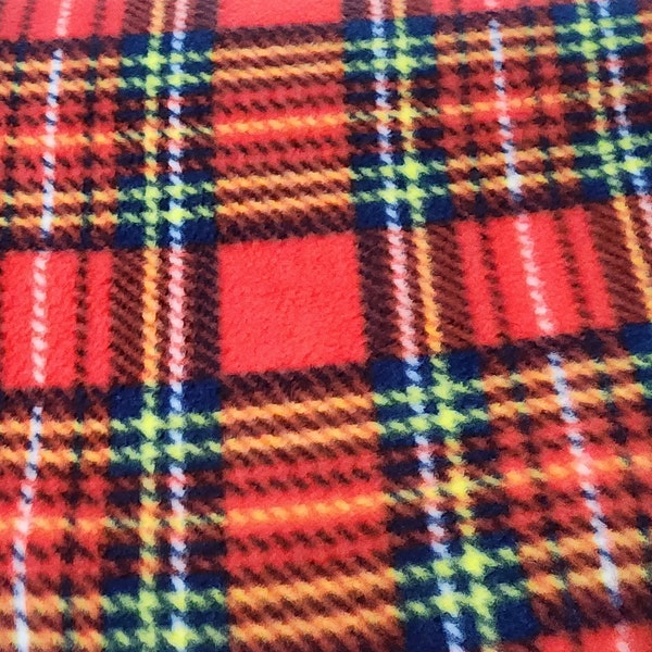 Ad Fabric, Polar Fleece Fabric Prints Plaid Stewart Tartan Red  Fleece Fabric / 60" Wide/Sold by The Yard