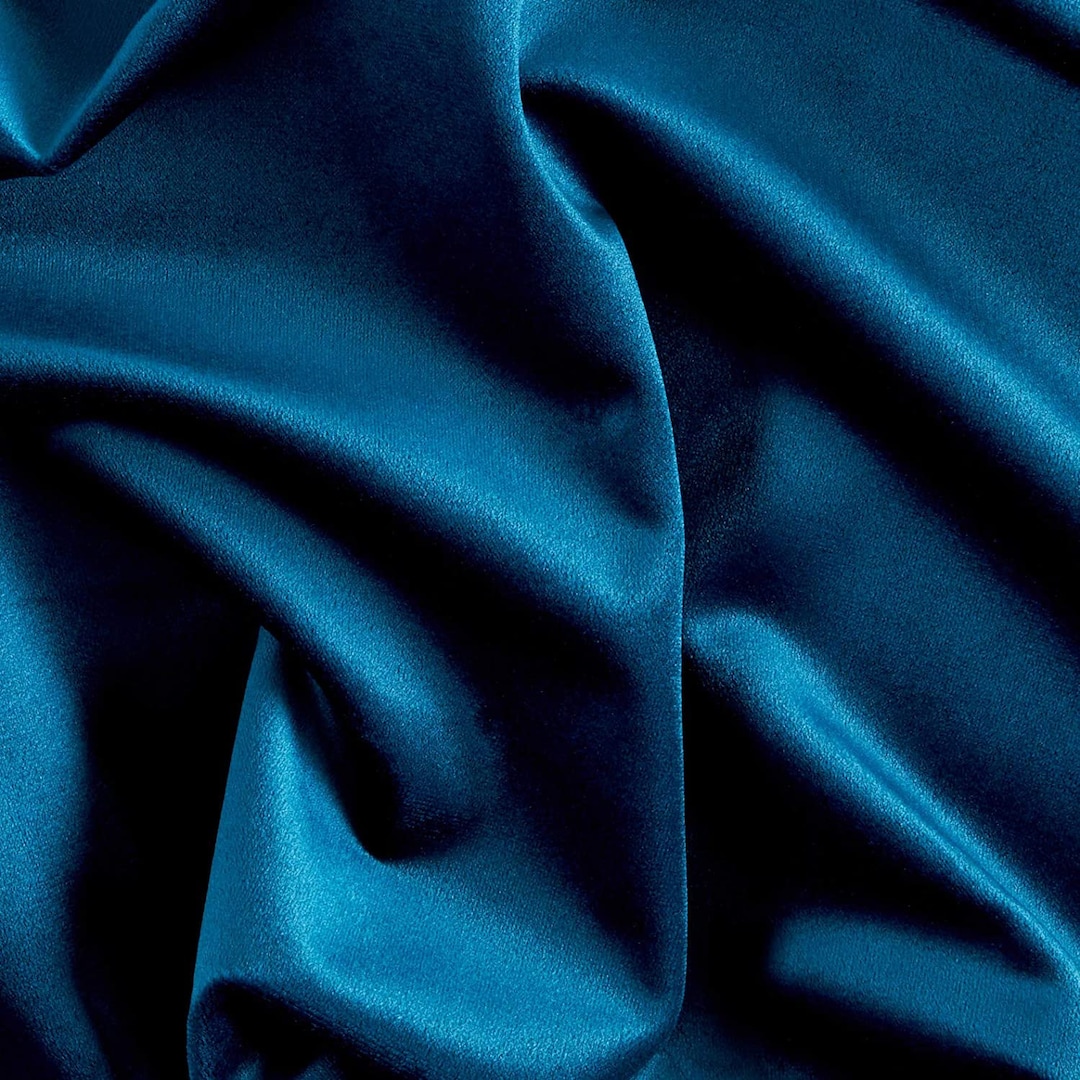 Micro Velvet Teal Color Fabricdrapery Upholstery Luxury Etsy