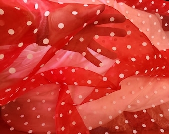 Organza polka Dots Shimmery fabric  by yard 60 inches wide