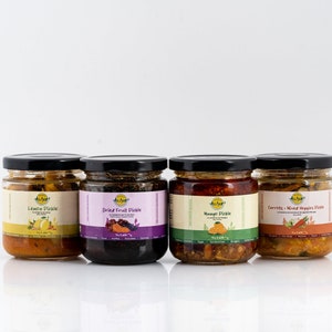 Nani&#39;s Achar : TWO SMALL JARS (Mango, Carrot/Mixed Veggies, Dried Fruit, Lemon) - Homemade Pickle Condiment