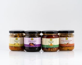 Nani's Achar : TWO SMALL JARS (Mango, Carrot/Mixed Veggies, Dried Fruit, Lemon) - Homemade Pickle Condiment