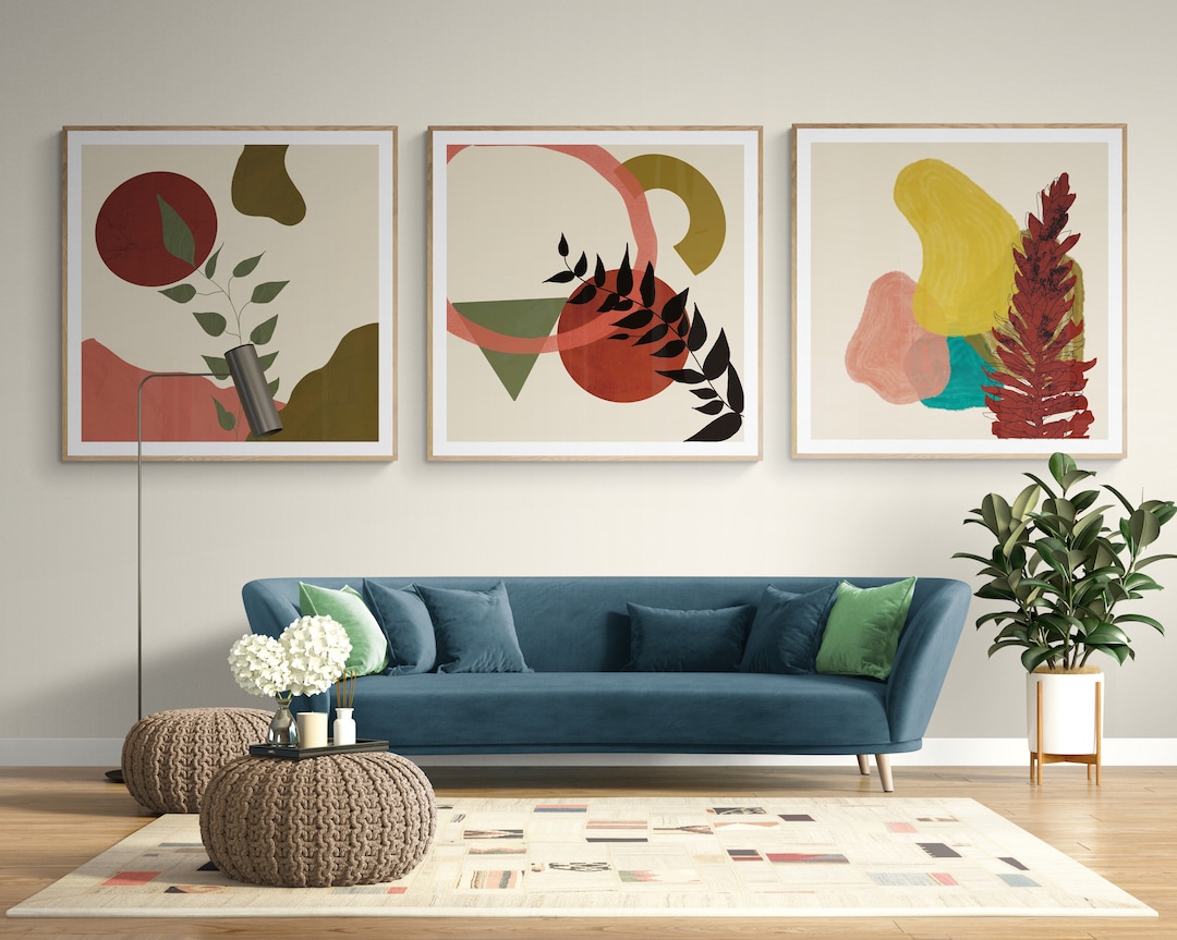Set of 3 Bohemian , Abstract Modern Boho Art, Wall Art Prints ...