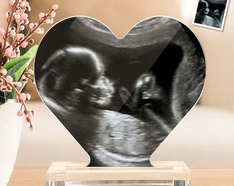 Personalisiertes Ultraschall-Foto-Plakette aus Acryl in Herzform, Geschenk für werdende Mutter