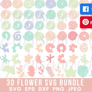 Rolled flower svg, rolled flower, 3d flower svg, paper flower svg, digital download, digital paper svg, zip,