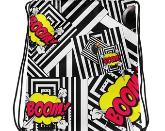 Bomb Graphic Retro Drawstring bag