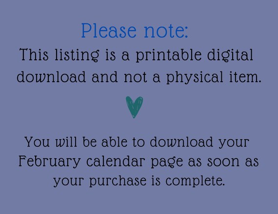 Digital Download Printable February 2022 Calendar Fillable, Printable PDF,  PNG, JPG Instant Download - Etsy