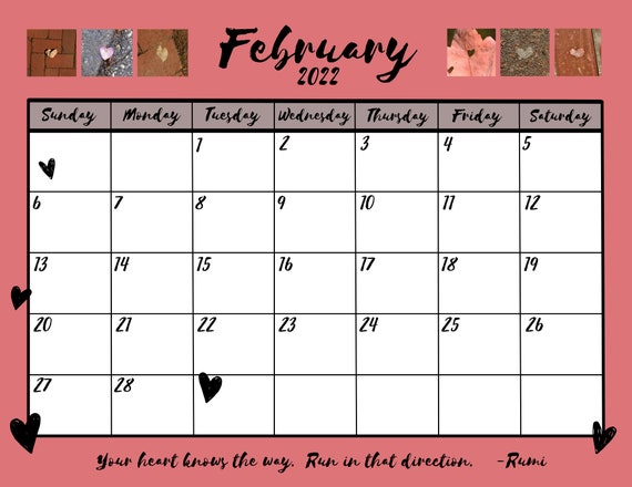 Instant Digital Download Printable February 2022 Hearts | Etsy