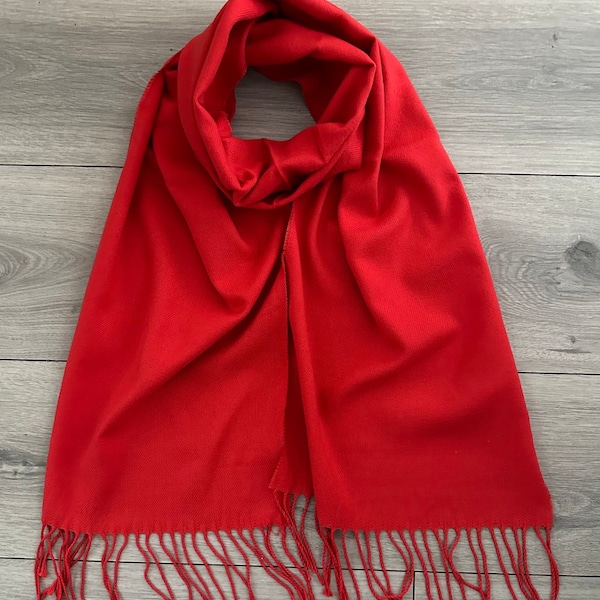 Soft Plain Red Long Unisex Winter Scarf Shawl