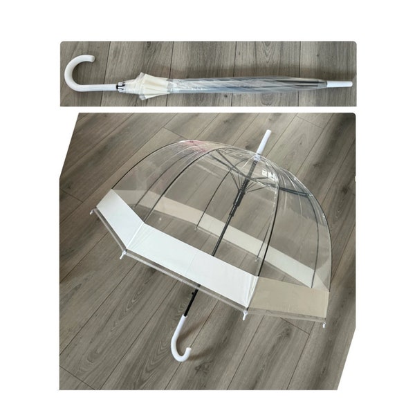 Clear Dome See Through Transparent Auto Open Brolly Umbrella