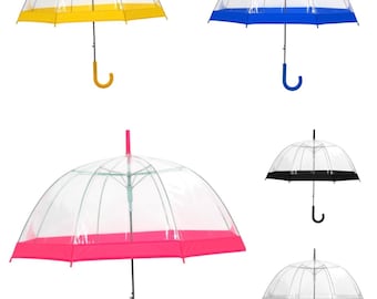 Clear Dome See Through Transparent Auto Open Wedding Brolly Umbrella