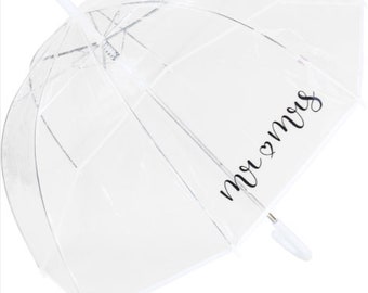 Mr & Mrs Clear Dome transparent parapluie de mariage à ouverture automatique transparent