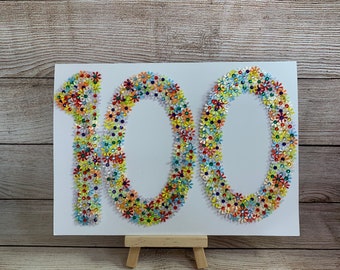 Handmade | Age 100 Floral Card | 100 years Birthday Card | Happy 100th Card | Any Age Card | Personalised | Flowers | Colourful | Pretty