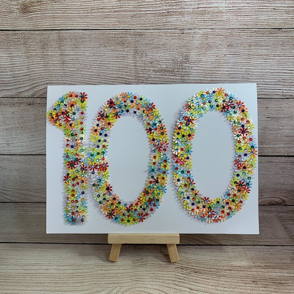 Handmade | Age 100 Floral Card | 100 years Birthday Card | Happy 100th Card | Any Age Card | Personalised | Flowers | Colourful | Pretty