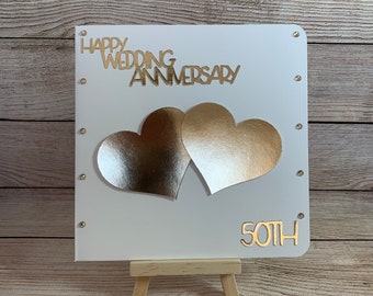 Handarbeit | 50. Goldene Hochzeit Karte| Liebe | Karte | 50 Jahre Jubiläum | Hochzeitstag | 3D | Personalisiert