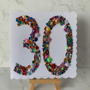 Fatto a mano / Biglietto di auguri per il 30° compleanno / Biglietto di auguri per il 30° compleanno / Biglietto di auguri per il 30° compleanno / Biglietto per qualsiasi età / Personalizzato / Gemme per il 30° compleanno
